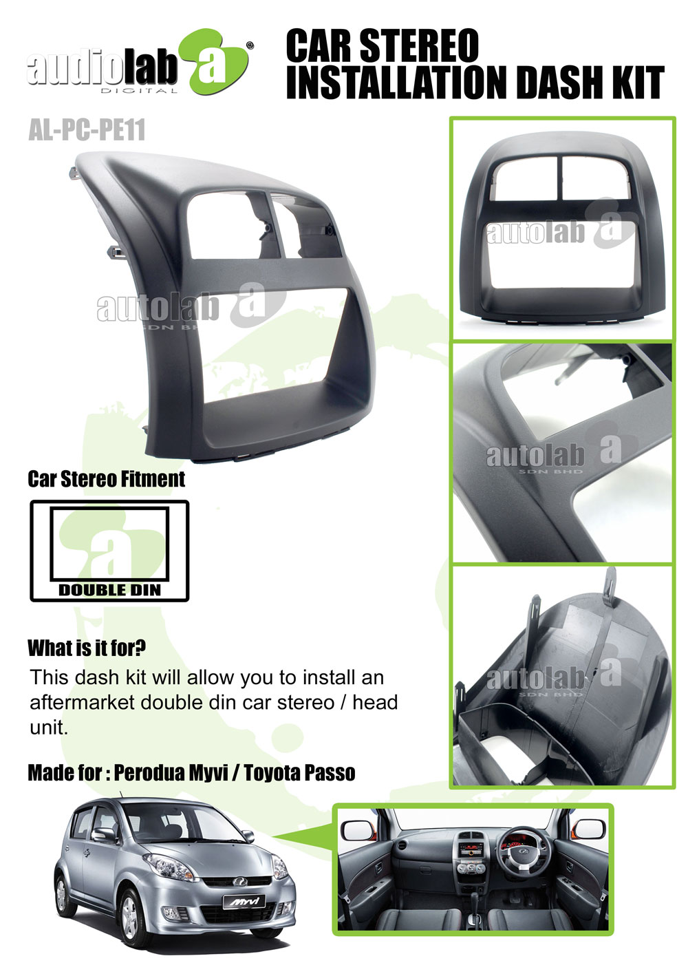 Perodua Myvi / Toyota Passo Player Casing Dash Kit for Double DIN